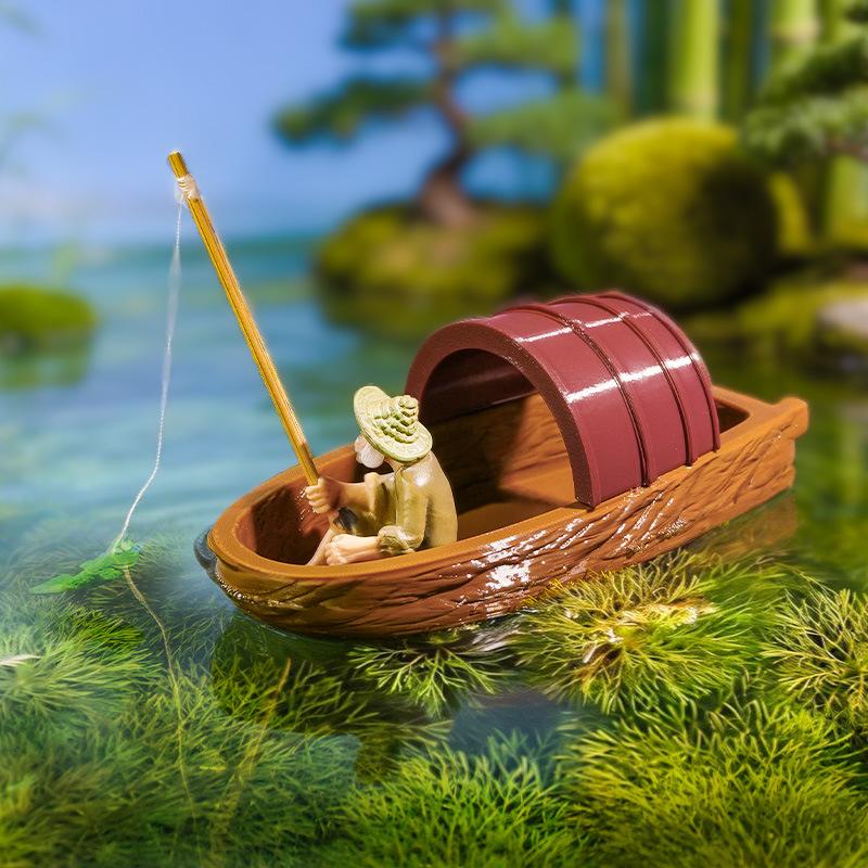 Aquarium Fish Sale - .Hot Sale-Floating Boat Fisherman Mini Model