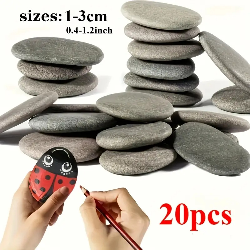Aquarium Fish Gallery - 20Pcs Natural River Rocks Smooth Flat