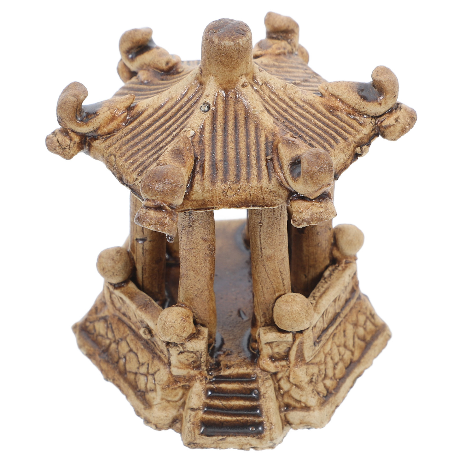 Aquarium Fish Accessories - Miniature Ceramic Hexagonal Pagoda Statue Bonsai