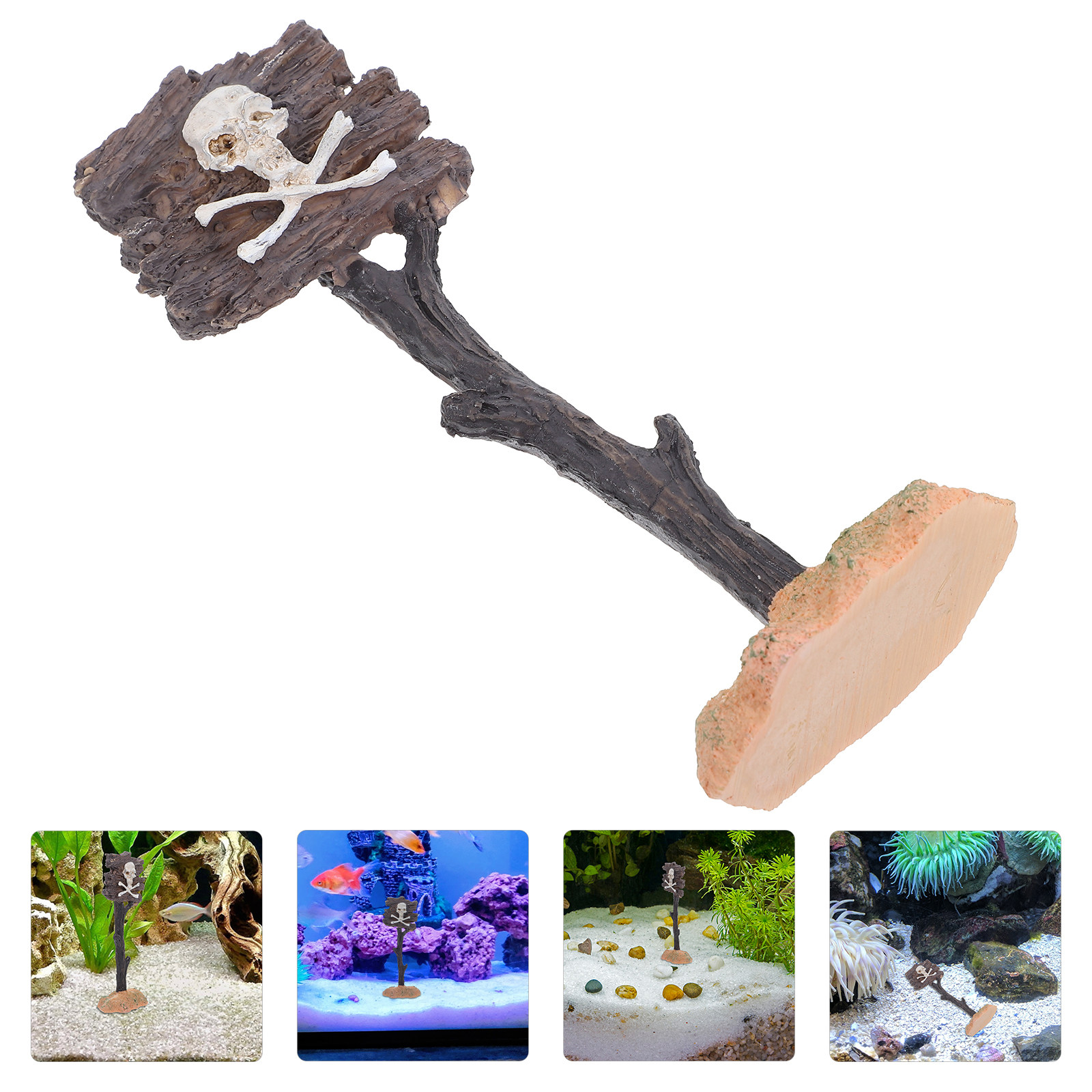 Aquarium Fish Unique - Skull Warning Sign Aquarium Resin Ornament
