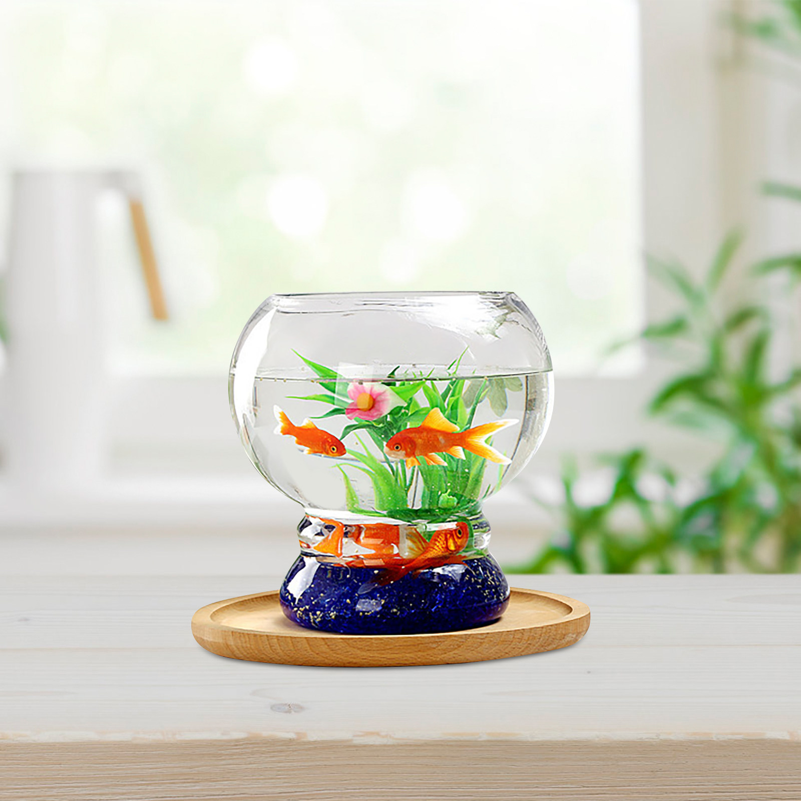 Aquarium Fish Beautiful - Clear Glass Mini Aquarium Small Round