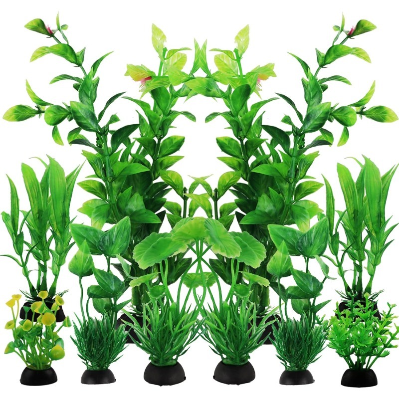 Aquarium Fish Accessories - 10/20Pcs Artificial Aquarium Plants Ornaments Green