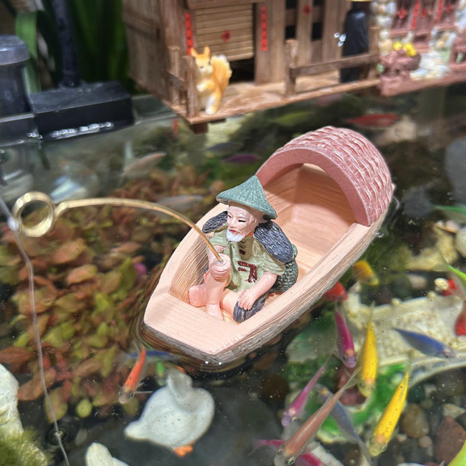Resin Floating Fisherman Boat  - đánh giá và giá Aquarium Fish Cichlid